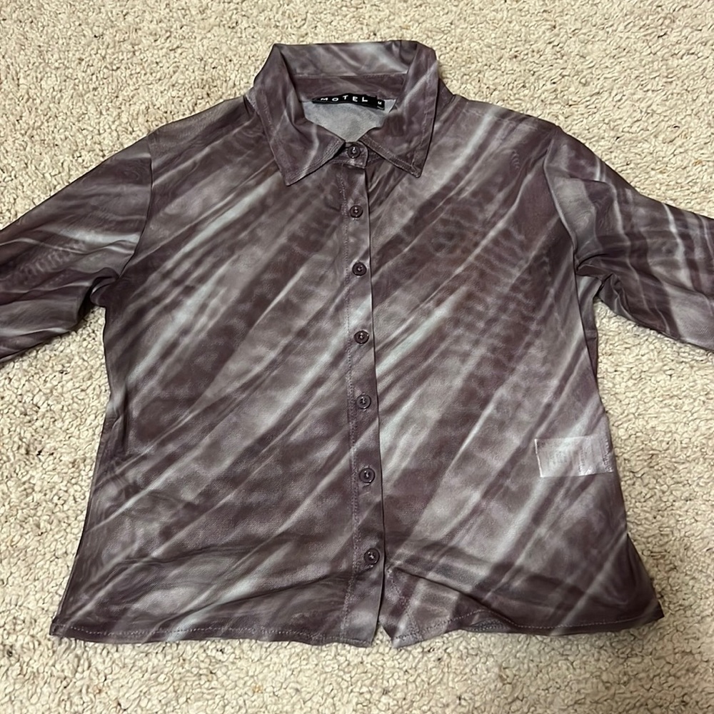 Motel Rocks sheer crop button up